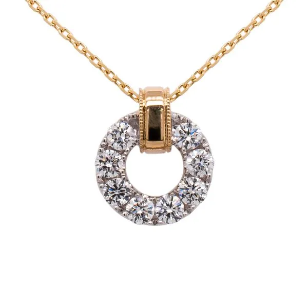 14K White and Yellow Gold Diamond Circle Slide Necklace Image 2 LeeBrant Jewelry & Watch Co Sandy Springs, GA