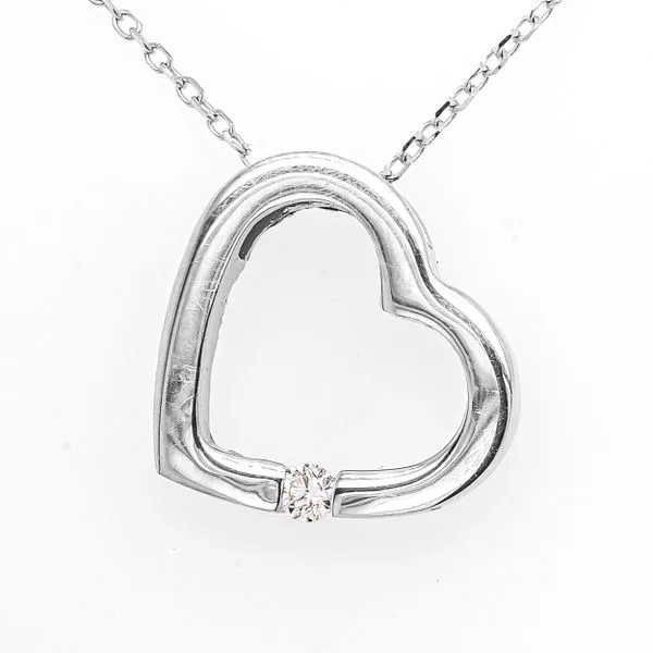 14K White Gold Diamond Heart Slide Pendant Necklace Image 2 LeeBrant Jewelry & Watch Co Sandy Springs, GA