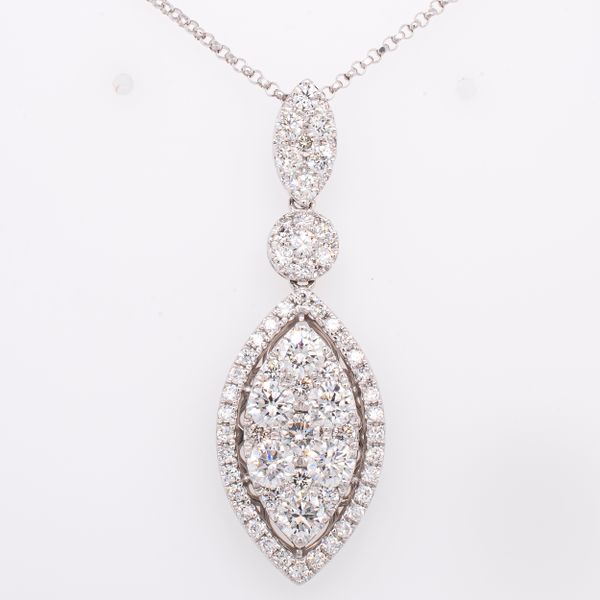 18K White Gold Marquise Style Diamond Pendant Necklace LeeBrant Jewelry & Watch Co Sandy Springs, GA