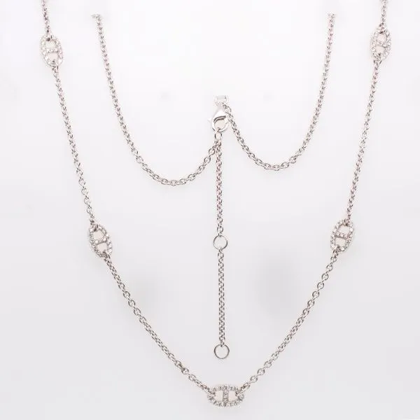 18K White Gold Glyph Linked Diamond Necklace LeeBrant Jewelry & Watch Co Sandy Springs, GA