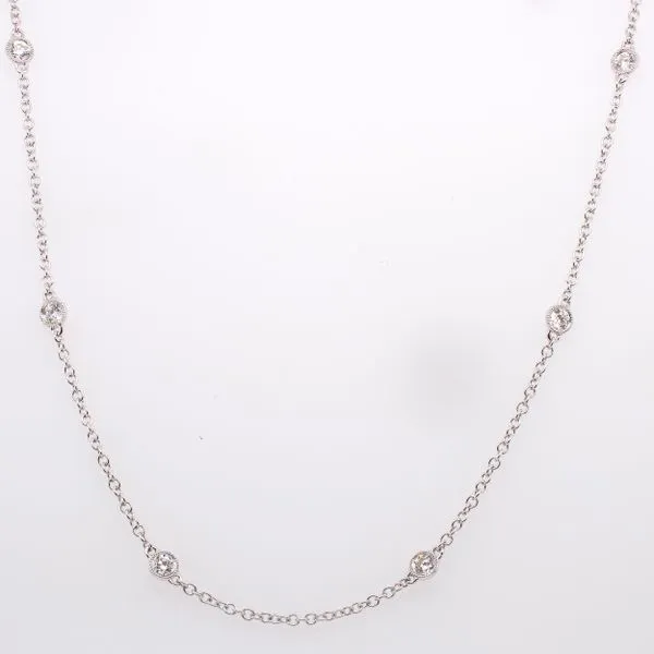 18K White Gold Diamond Bezel Necklace LeeBrant Jewelry & Watch Co Sandy Springs, GA