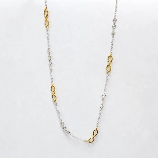 18K White and Yellow Gold Diamond by the Yard Fancy Chain Link Necklace LeeBrant Jewelry & Watch Co Sandy Springs, GA