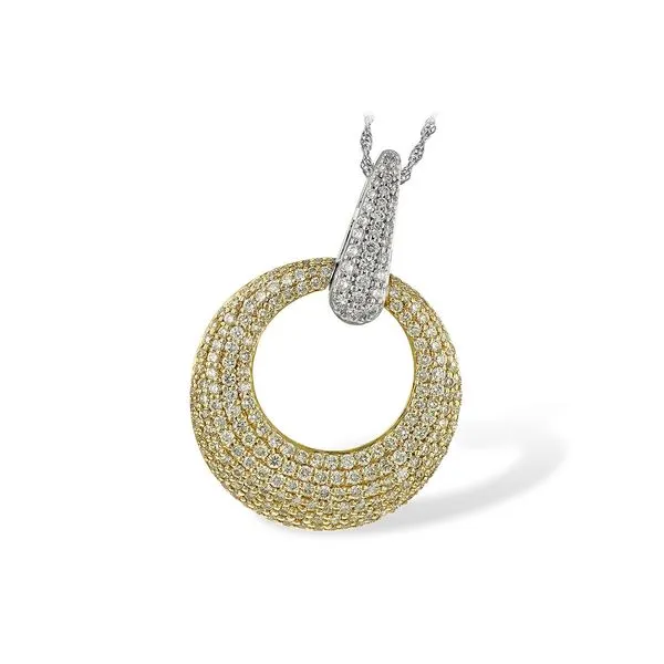 14K Yellow and White Gold Yellow Diamond Circle Pendant Necklace LeeBrant Jewelry & Watch Co Sandy Springs, GA