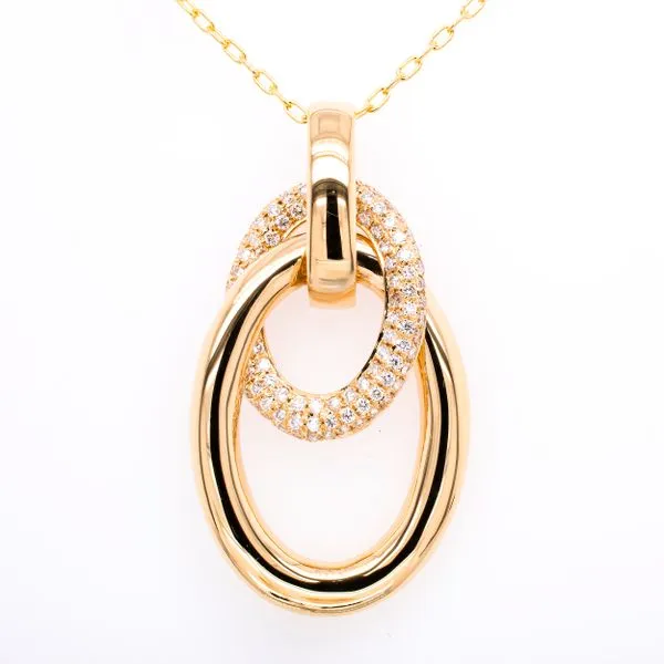 18K Yellow Gold Double Oval Diamond Pendant Necklace LeeBrant Jewelry & Watch Co Sandy Springs, GA