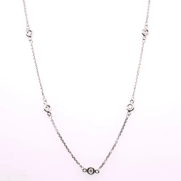 14K White Gold Bezeled Diamond by the Yard 18in Necklace LeeBrant Jewelry & Watch Co Sandy Springs, GA