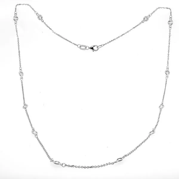 14K White Gold Diamond by the Yard Necklace Image 2 LeeBrant Jewelry & Watch Co Sandy Springs, GA