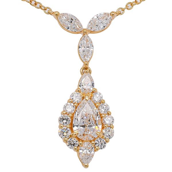 18K Yellow Gold Diamond Station Pendant Necklace LeeBrant Jewelry & Watch Co Sandy Springs, GA