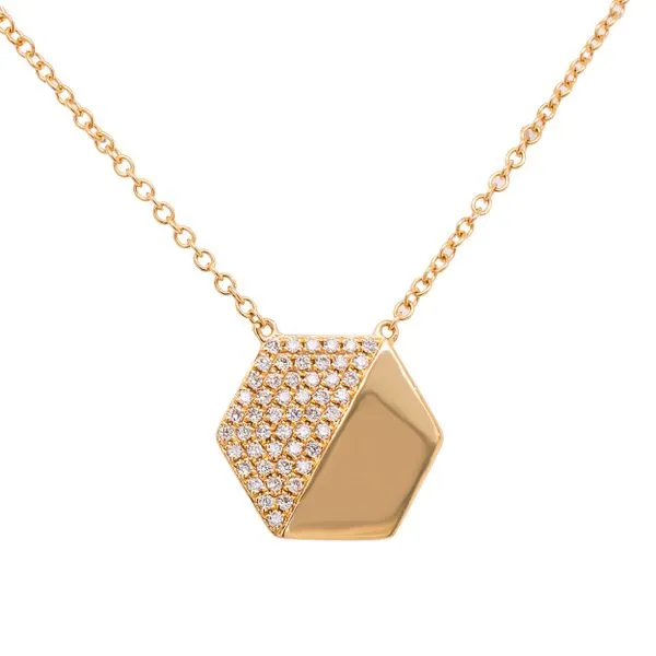 18K Yellow Gold Diamond Hexagon Station Necklace LeeBrant Jewelry & Watch Co Sandy Springs, GA