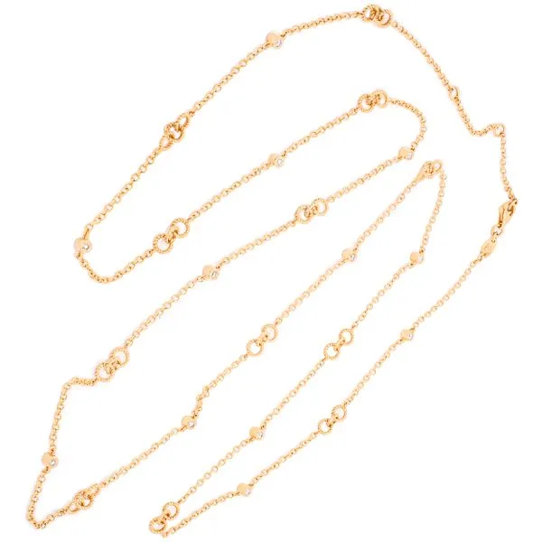 18K Yellow Gold Triple Miligrain Hoop Diamond by the Yard 30in Necklace Image 2 LeeBrant Jewelry & Watch Co Sandy Springs, GA
