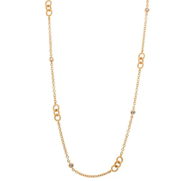 18K Yellow Gold Triple Miligrain Hoop Diamond by the Yard 30in Necklace LeeBrant Jewelry & Watch Co Sandy Springs, GA