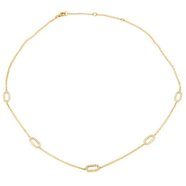 18K Yellow Gold Oval Stationary Diamond Necklace LeeBrant Jewelry & Watch Co Sandy Springs, GA