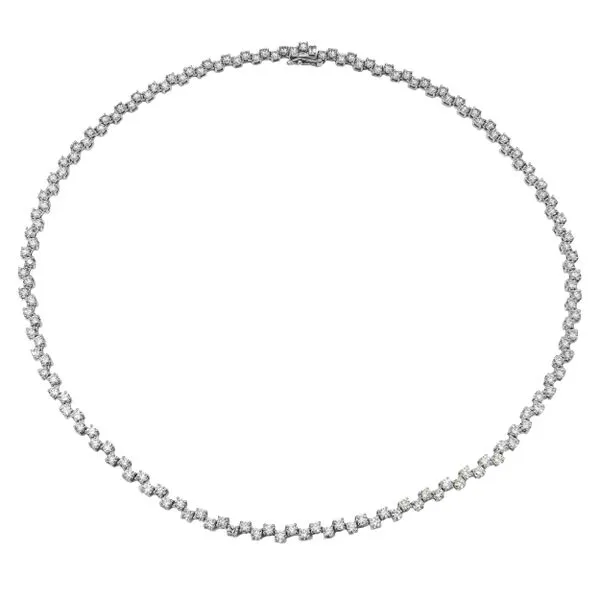 18K White Gold Diamond Zig Zag Tennis Necklace 13.03ct LeeBrant Jewelry & Watch Co Sandy Springs, GA