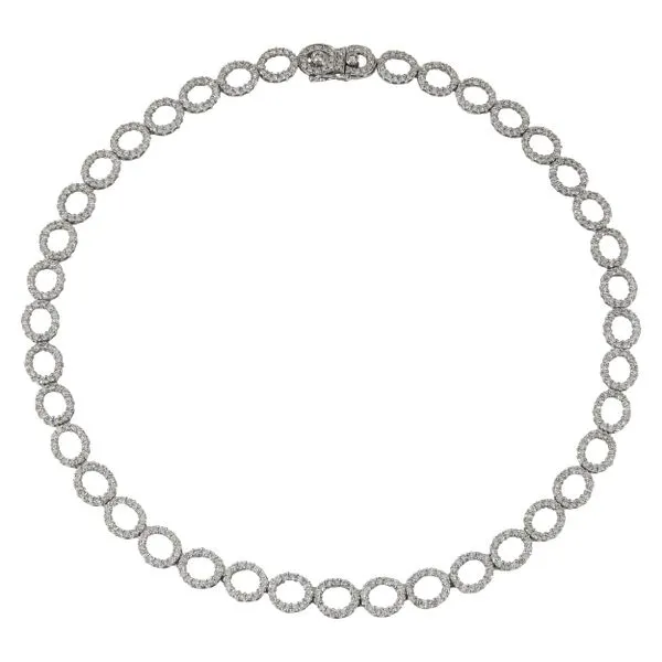 18K White Gold Circle Diamond Tennis Necklace LeeBrant Jewelry & Watch Co Sandy Springs, GA