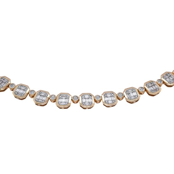 14K Yellow Gold Diamond Emerald Shaped Necklace Image 2 LeeBrant Jewelry & Watch Co Sandy Springs, GA