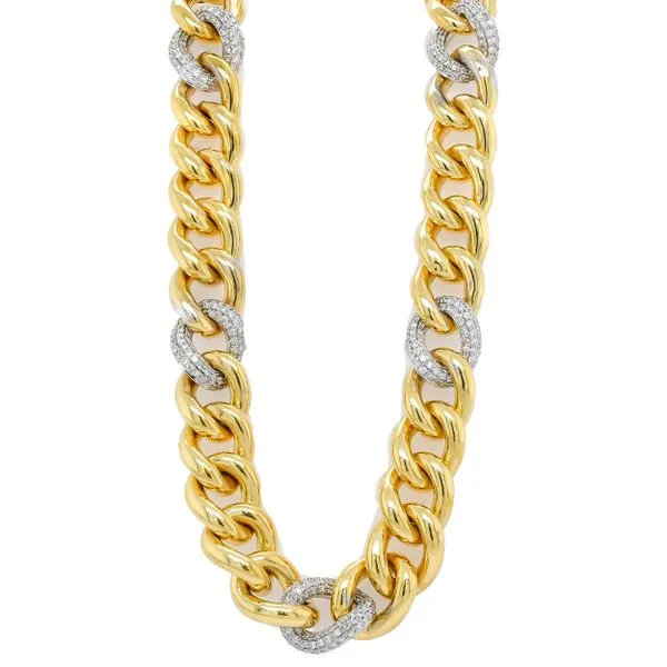 18K White and Yellow Gold Diamond Chain Link 18in Necklace LeeBrant Jewelry & Watch Co Sandy Springs, GA