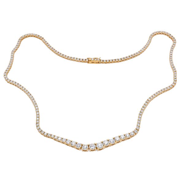 18K Yellow Gold Graduated Diamond Tennis Necklace 16.5in Image 2 LeeBrant Jewelry & Watch Co Sandy Springs, GA