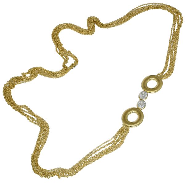 18K Yellow Gold Chain Link Diamond Pave Necklace 35in LeeBrant Jewelry & Watch Co Sandy Springs, GA