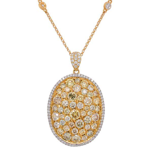 18K Yellow Gold Yellow Diamond Oval Pendant on Diamond by the Yard Chain LeeBrant Jewelry & Watch Co Sandy Springs, GA