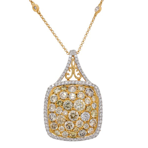 18K Yellow Gold Yellow Diamond Square Pave Pendant on Diamond by the Yard Necklace LeeBrant Jewelry & Watch Co Sandy Springs, GA