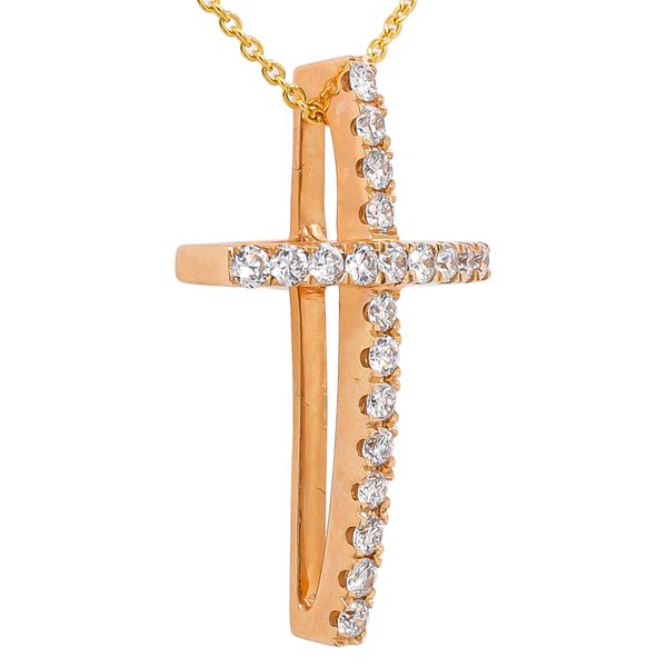 14K Yellow Gold Diamond Cross Necklace 16in LeeBrant Jewelry & Watch Co Sandy Springs, GA