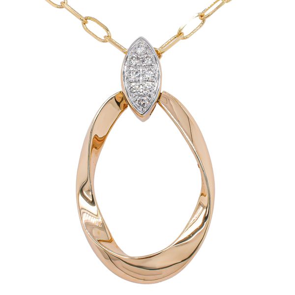 14K Yellow Gold Twisted Oval Diamond Marquise Paperclip Necklace LeeBrant Jewelry & Watch Co Sandy Springs, GA