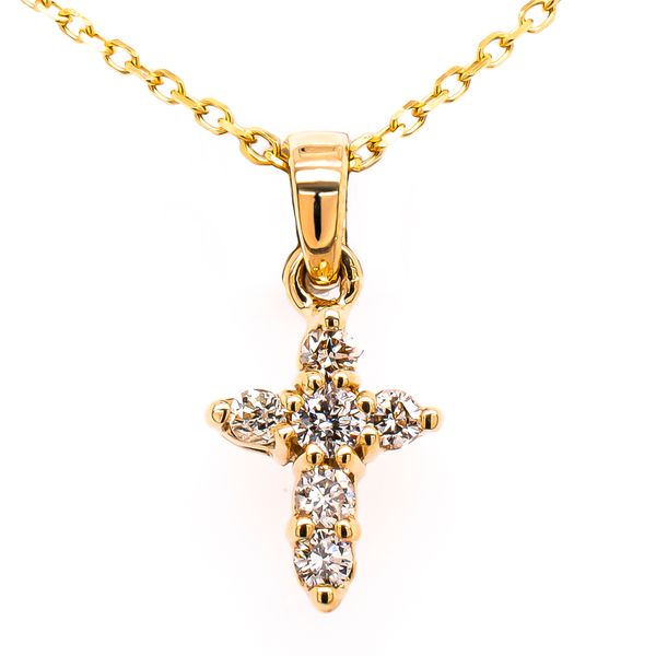 14K Yellow Gold Diamond Cross Pendant Necklace 16in LeeBrant Jewelry & Watch Co Sandy Springs, GA