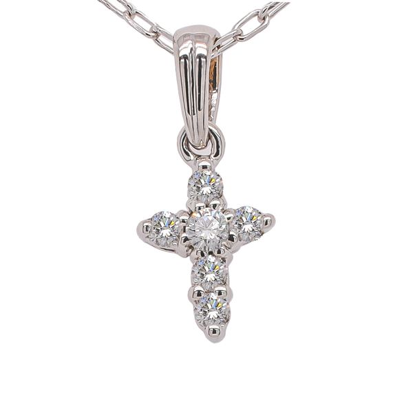 14K White Gold Diamond Cross Pendant Necklace 16in LeeBrant Jewelry & Watch Co Sandy Springs, GA