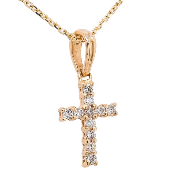 14K Yellow Gold Diamond Cross Pendant 11x7mm 16in LeeBrant Jewelry & Watch Co Sandy Springs, GA