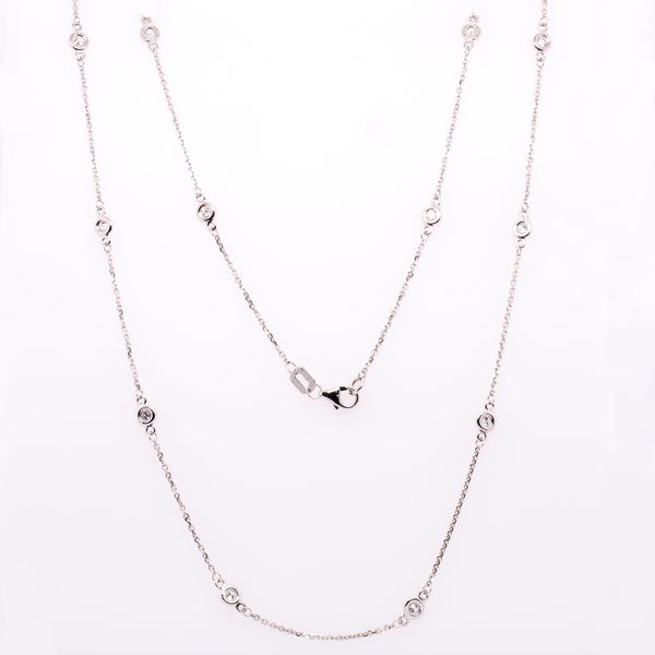 14K White Gold Bezeled Diamond by the Yard 18in Necklace Image 2 LeeBrant Jewelry & Watch Co Sandy Springs, GA