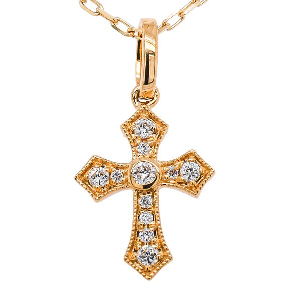 14K Yellow Gold Diamond Cross Pendant 10x18mm on a 16in Chain Necklace LeeBrant Jewelry & Watch Co Sandy Springs, GA