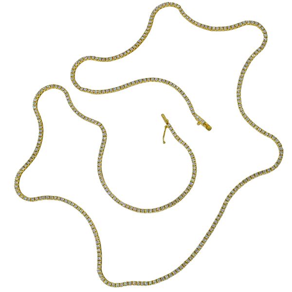 18K Yellow Gold Diamond Tennis Chain Necklace LeeBrant Jewelry & Watch Co Sandy Springs, GA