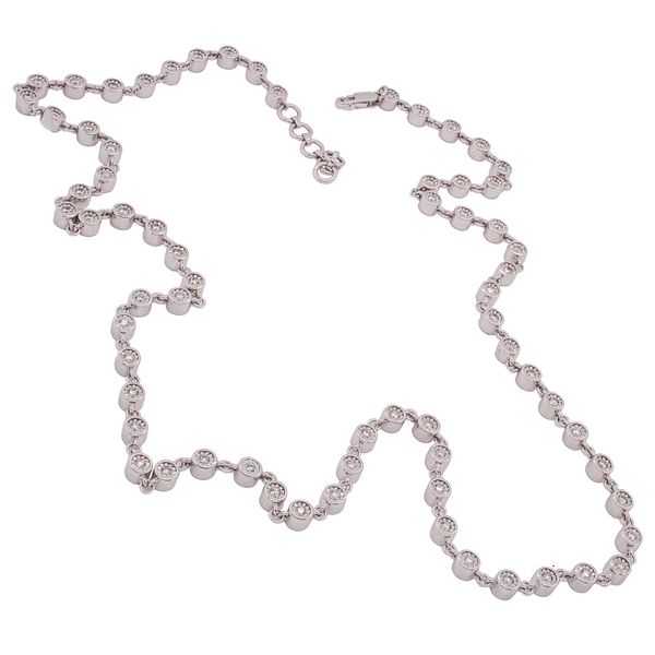 14K White Gold Diamond Bezel Illusion Set Infinity Necklace LeeBrant Jewelry & Watch Co Sandy Springs, GA