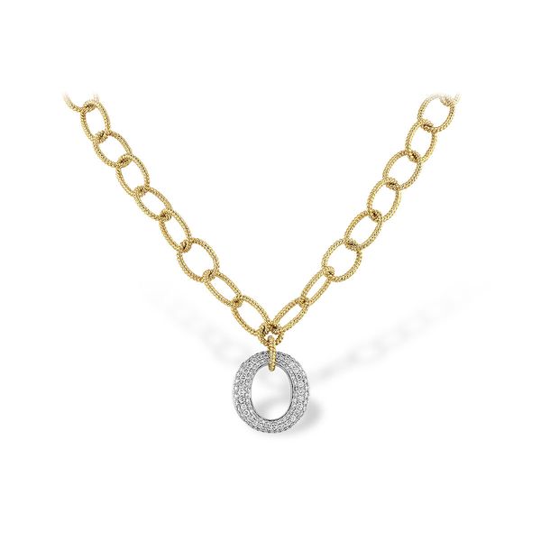 14K Yellow and White Gold Open Link Oval Pave Diamond Pendant Necklace LeeBrant Jewelry & Watch Co Sandy Springs, GA
