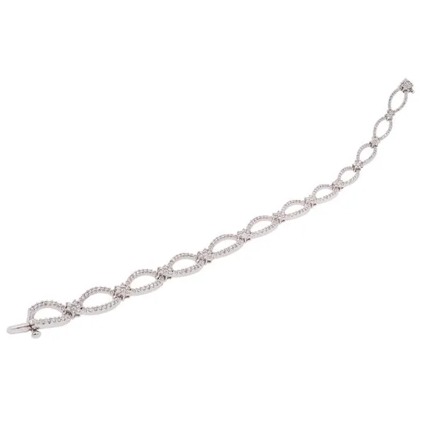 14K White Gold Oval Flower Link Diamond Bracelet Image 2 LeeBrant Jewelry & Watch Co Sandy Springs, GA