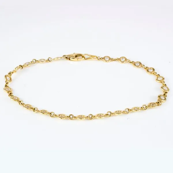 14K Yellow Gold Diamond Bezel Chain Link Bracelet LeeBrant Jewelry & Watch Co Sandy Springs, GA