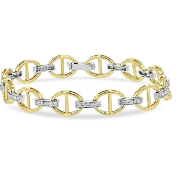14K Yellow and White Gold Diamond Mariner Link Bracelet LeeBrant Jewelry & Watch Co Sandy Springs, GA