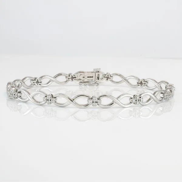 14K White Gold Infinity Loop Diamond Tennis Bracelet Image 2 LeeBrant Jewelry & Watch Co Sandy Springs, GA