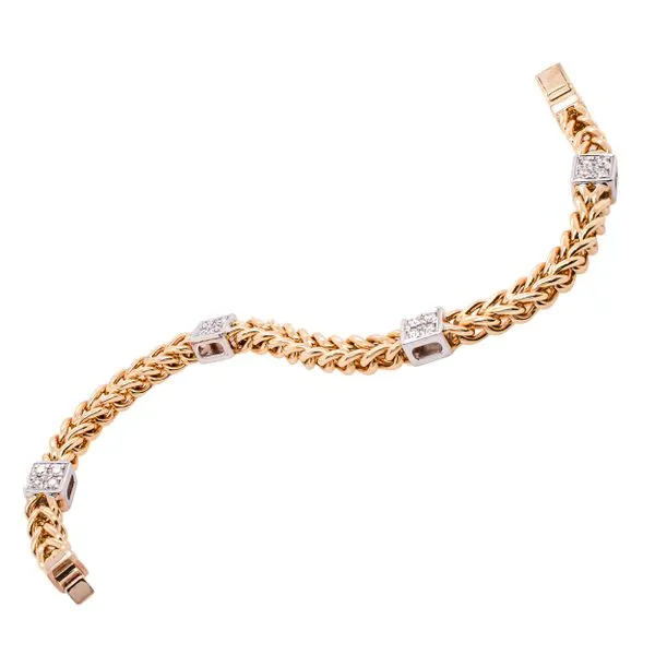 14K White amd Gold Braided Diamond Bracelet Image 2 LeeBrant Jewelry & Watch Co Sandy Springs, GA