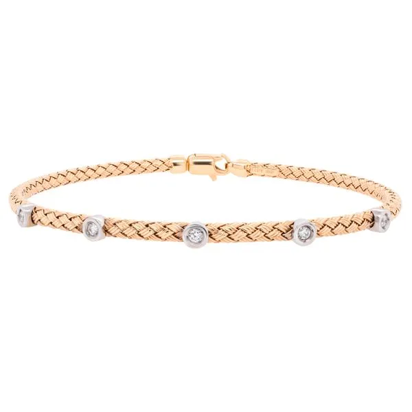 14K Yellow and White Gold Weave Diamond Bangle Bracelets LeeBrant Jewelry & Watch Co Sandy Springs, GA