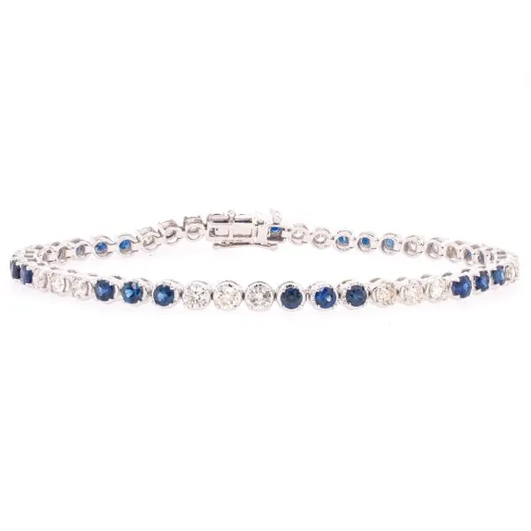 14K White Gold Diamond Sapphire Tennis Bracelet LeeBrant Jewelry & Watch Co Sandy Springs, GA
