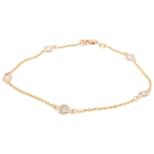 14K Yellow Gold Diamond by the Inch Bezel Chain Link Bracelet LeeBrant Jewelry & Watch Co Sandy Springs, GA