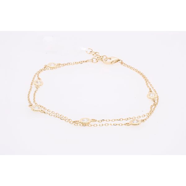 14K Yellow Gold Double Diamond by the Yard Bezel Chain Link Bracelet LeeBrant Jewelry & Watch Co Sandy Springs, GA