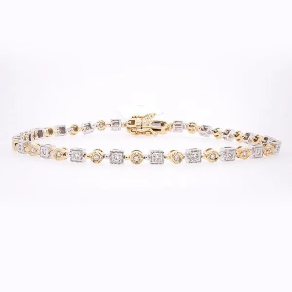 14K White and Yellow Gold Antique Diamond Tennis Bracelet LeeBrant Jewelry & Watch Co Sandy Springs, GA