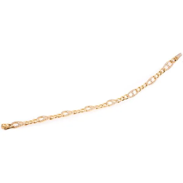 18K Yellow Gold Figaro Diamond Bracelet LeeBrant Jewelry & Watch Co Sandy Springs, GA