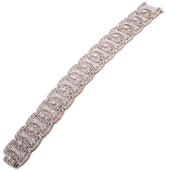 18K White Gold Antique Style Diamond Bracelet Image 2 LeeBrant Jewelry & Watch Co Sandy Springs, GA