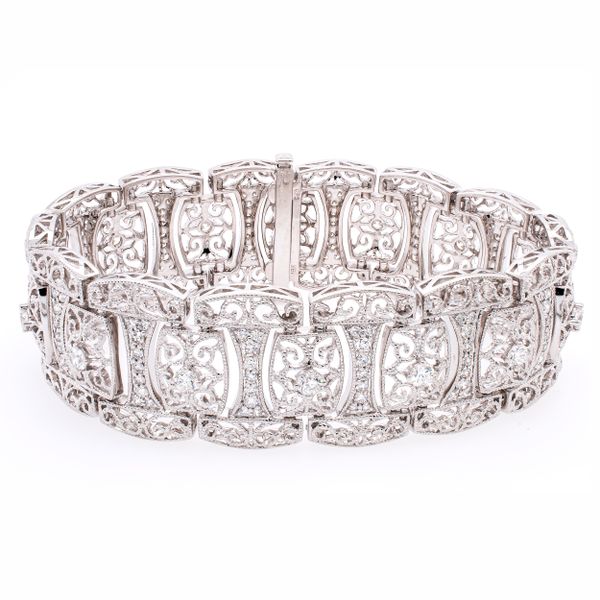 18K White Gold Antique Style Diamond Bracelet LeeBrant Jewelry & Watch Co Sandy Springs, GA