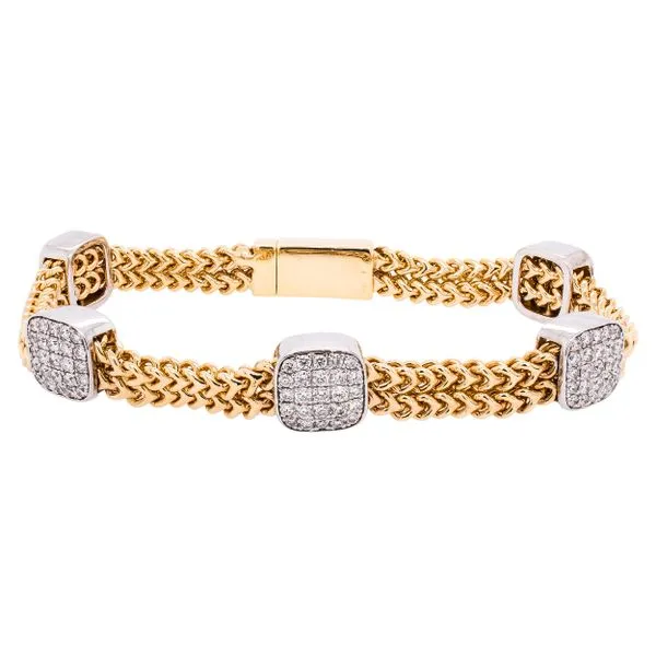 14K Yellow and White Gold Cushioned Diamonds with Double Rope Chain Bracelet LeeBrant Jewelry & Watch Co Sandy Springs, GA