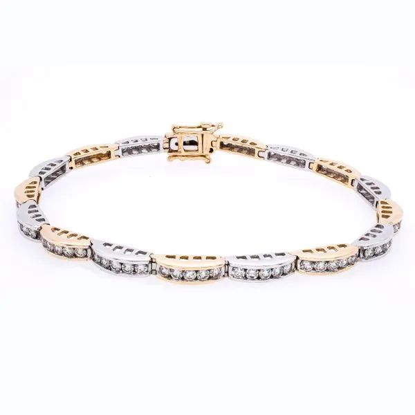14K Yellow and White Gold Bridged Diamond Tennis Bracelet LeeBrant Jewelry & Watch Co Sandy Springs, GA