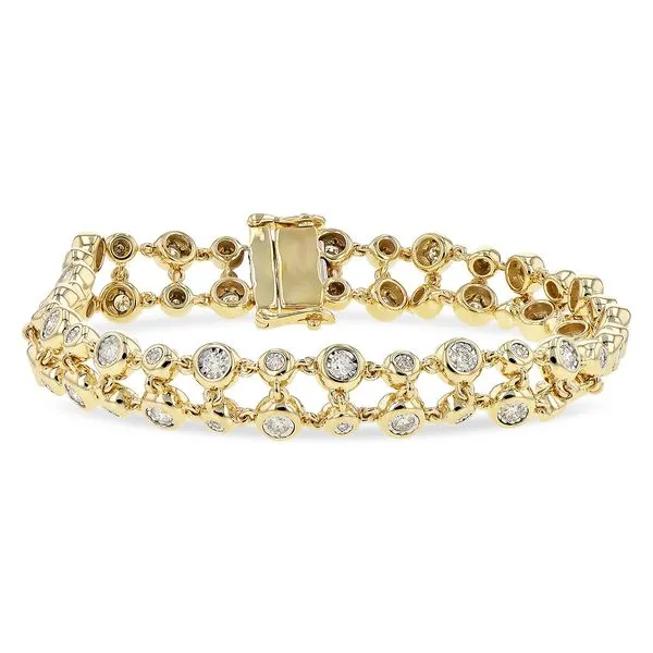 14K Yellow Gold Double Layer Bezel Diamond Bracelet LeeBrant Jewelry & Watch Co Sandy Springs, GA