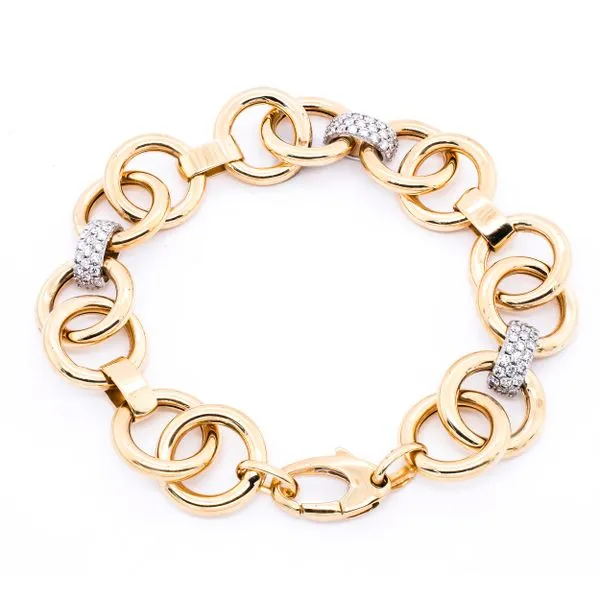18K Yellow Gold Double Cable Link Diamond Bracelet LeeBrant Jewelry & Watch Co Sandy Springs, GA